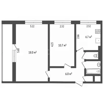 2-к кв. Ярославская область, Ярославль просп. Дзержинского, 67 (44.6 ...