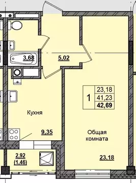 1-к кв. Саха (Якутия), Якутск Алгыс жилой комплекс (42.61 м)