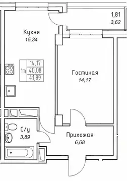 1-к кв. Саха (Якутия), Якутск 11-й кв-л,  (41.89 м)