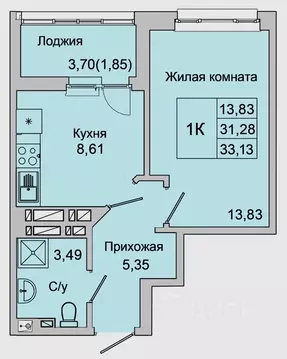 1-к кв. Ростовская область, Батайск ул. Булгакова, 11 (33.13 м)