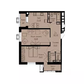 2-к кв. Ставропольский край, Пятигорск Скачки мкр,  (66.46 м)