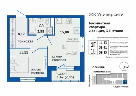 1-к кв. Свердловская область, Екатеринбург Втузгородок жилрайон,  ...