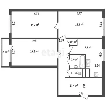 3-комнатная квартира: Санкт-Петербург, улица Белышева, 8к1литО (75 м)