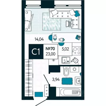 Студия Тульская область, Тула ул. Чмутова (23.0 м)