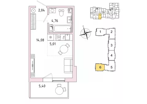 1-к кв. Ленинградская область, Гатчина Въезд мкр,  (27.51 м)