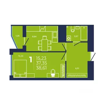 1-к кв. Башкортостан, Уфа просп. Дружбы Народов, 51 (38.3 м)