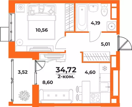 2-к кв. Хабаровский край, Хабаровск Брянский пер. (34.72 м)