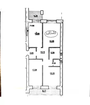 3-к кв. Омская область, Омск ул. Яковлева, 15 (91.34 м)