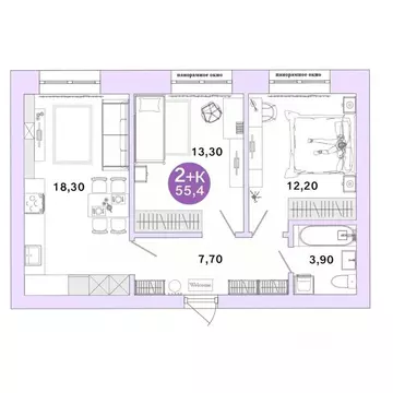 2-к кв. Оренбургская область, Оренбург Ростоши Премьер мкр,  (55.4 м)