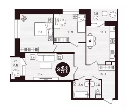 3-к кв. Чувашия, Новочебоксарск ул. 10-й Пятилетки, поз5 (77.8 м)