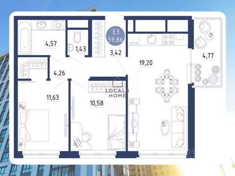 2-к кв. Рязанская область, Рязанский муниципальный округ, с. Дядьково ...