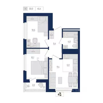 3-к кв. Башкортостан, Уфа ул. Евгения Столярова, 13 (45.4 м)