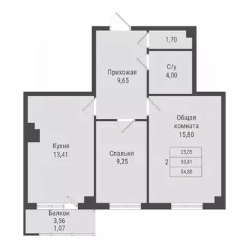2-к кв. Саха (Якутия), Якутск Парк Победы жилой комплекс (54.88 м)