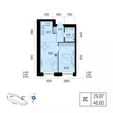 2-к кв. Башкортостан, Уфа Глумилино-1 мкр, Новатор жилой комплекс ...