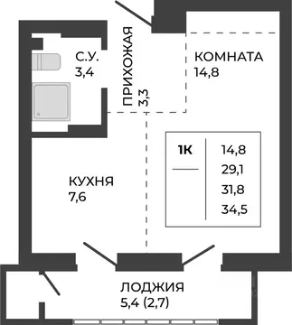 1-к кв. Алтайский край, Барнаул тракт Павловский, 251Б (31.8 м)