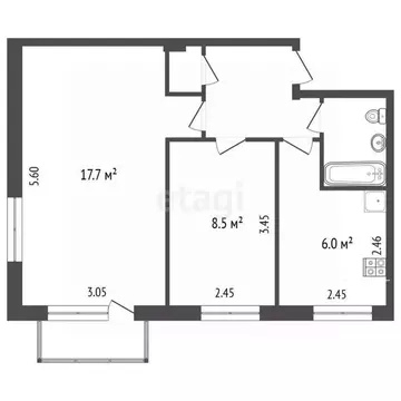 2-к кв. Калужская область, Калуга ул. Маршала Жукова, 50 (41.1 м)