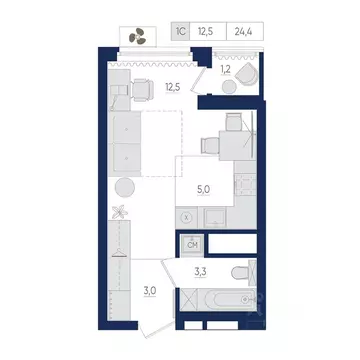 1-к кв. Башкортостан, Уфа ул. Евгения Столярова, 13 (24.4 м)