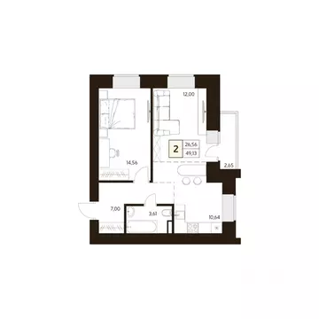 2-к кв. Башкортостан, Уфа ул. Ахметова, 296/2 (49.13 м)