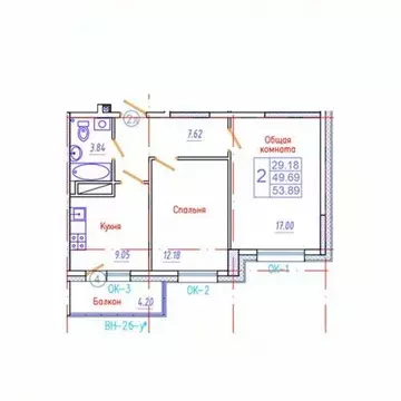 2-к кв. Саха (Якутия), Якутск Приипподромный кв-л,  (53.89 м)