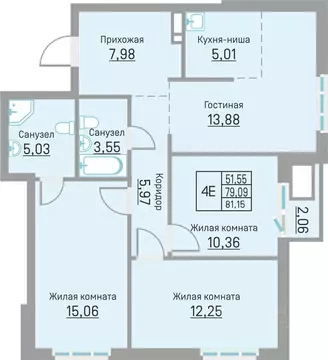 4-к кв. Пермский край, д. Кондратово ул. Водопроводная, 6/4 (81.15 м)