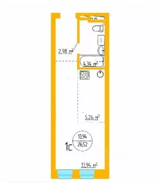 1-к кв. Башкортостан, Уфа ул. Аксакова, 79 (26.52 м)