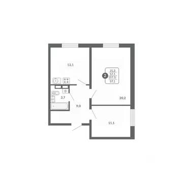 2-к кв. Кировская область, Киров ул. Потребкооперации, 34 (57.1 м)