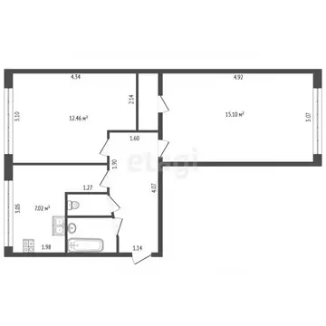 2-к кв. Санкт-Петербург ул. Тельмана, 32К5 (44.5 м)
