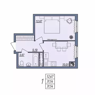 1-к кв. Волгоградская область, Волгоград ул. Тракторостроителей, 31/1 ...