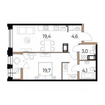 1-к кв. Вологодская область, Череповец Рыбинская ул., 69 (52.2 м)