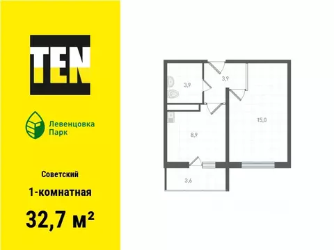 1-к кв. Ростовская область, Ростов-на-Дону ул. Ткачева, 21/1 (32.7 м)
