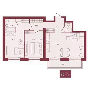 3-к кв. Пензенская область, Пенза ул. Тепличная, 55 (76.81 м)