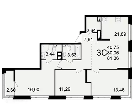 3-к кв. Рязанская область, Рязань ул. Чкалова (81.36 м)
