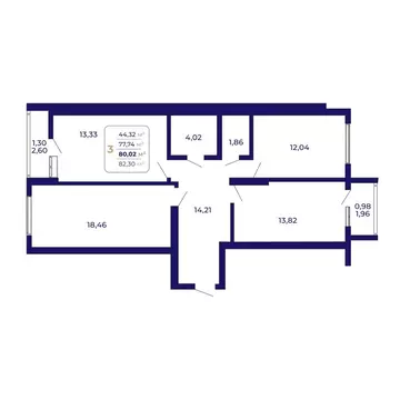 3-комнатная квартира: Уфа, жилой район Затон-Восточный, ЖК Паруса ...