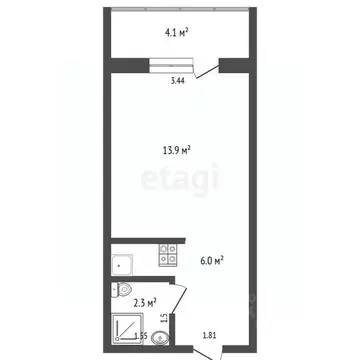 Студия Мордовия, Саранск ул. Тани Бибиной, 1/12 (22.2 м)