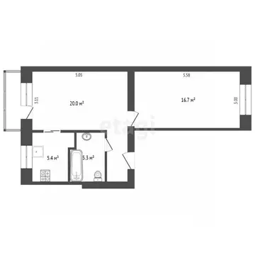 2-к кв. Вологодская область, Череповец ул. Краснодонцев, 42 (47.6 м)