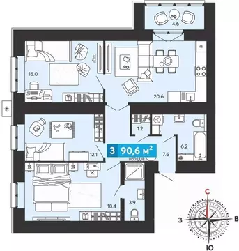 3-к кв. Пензенская область, Пензенский район, Засечный сельсовет, с. ...
