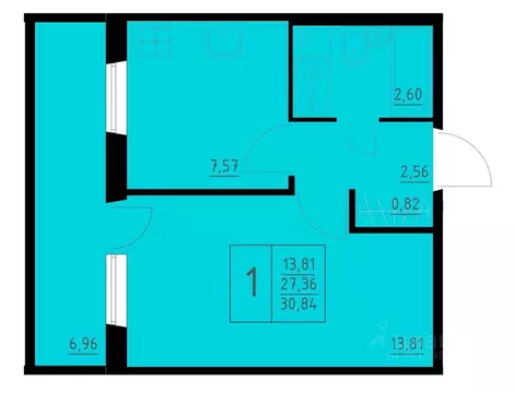 1-к кв. Пермский край, Пермь Домостроительный мкр,  (30.84 м)