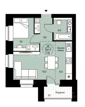 1-к кв. Коми, Сыктывкар Петрозаводская ул., 47 (37.6 м)