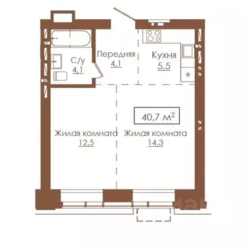 2-к кв. Алтайский край, Барнаул ул. Гущина, 173Б (40.7 м)