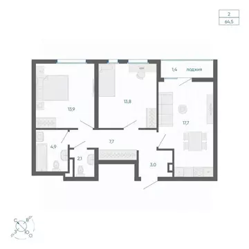 2-к кв. Свердловская область, Екатеринбург ул. Вильгельма де Геннина, ...