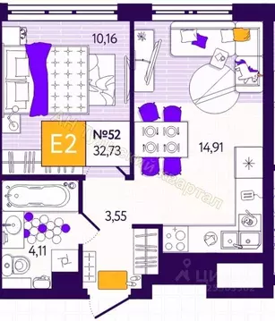 1-к кв. Тульская область, Тула ул. Купцов Гречихиных, 4 (32.2 м)