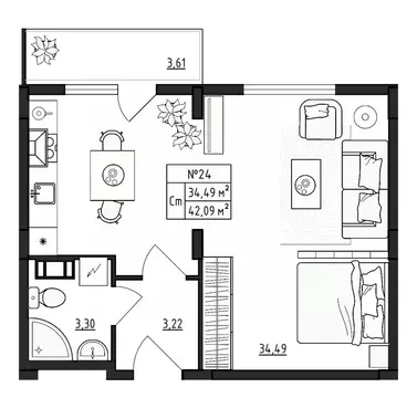 1-к кв. Ленинградская область, Гатчинский муниципальный округ, д. ...