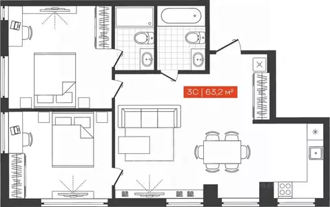 3-к кв. Новосибирская область, Новосибирск Большевистская ул., 14 ...