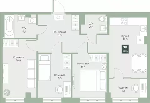 Свободной планировки кв. Курганская область, Курган Заозерный ...