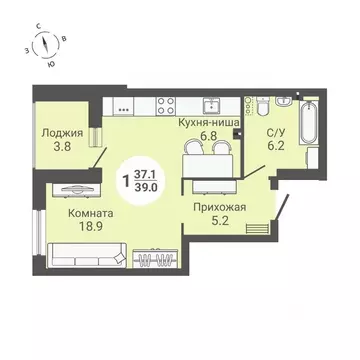 Студия Новосибирская область, Новосибирск ул. Петухова, 172 (39.0 м)