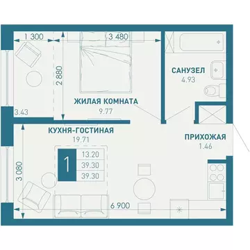 1-комнатная квартира: Краснодар, посёлок Берёзовый, микрорайон ...