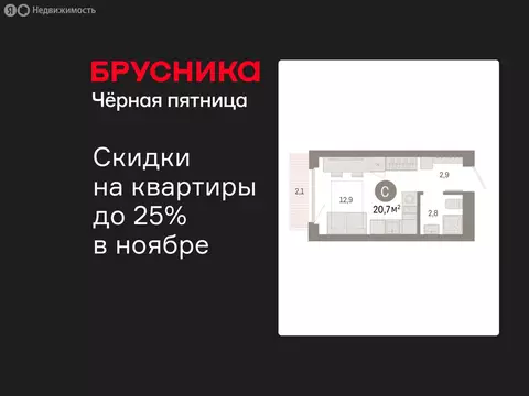 Квартира-студия: Новосибирск, квартал Лебедевский, 1/3 (20.7 м)