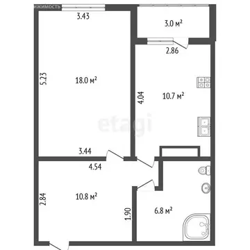 1-комнатная квартира: Санкт-Петербург, проспект Кузнецова, 22к1 (46.3 ...