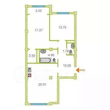 3-к кв. Дагестан, Махачкала просп. Насрутдинова, 256В (78.51 м)
