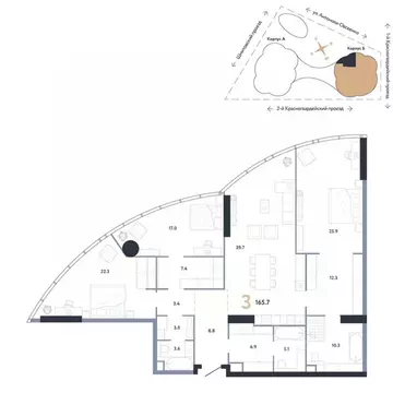 3-к кв. Москва Камушки мкр,  (165.7 м)